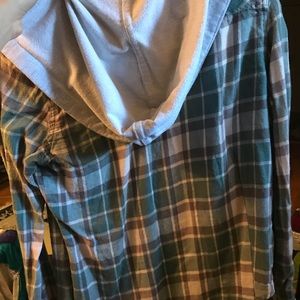 Blue / white / soft red flannel hoodie!